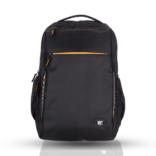 Byte Unisex Black Orange Sleek Laptop Backpack