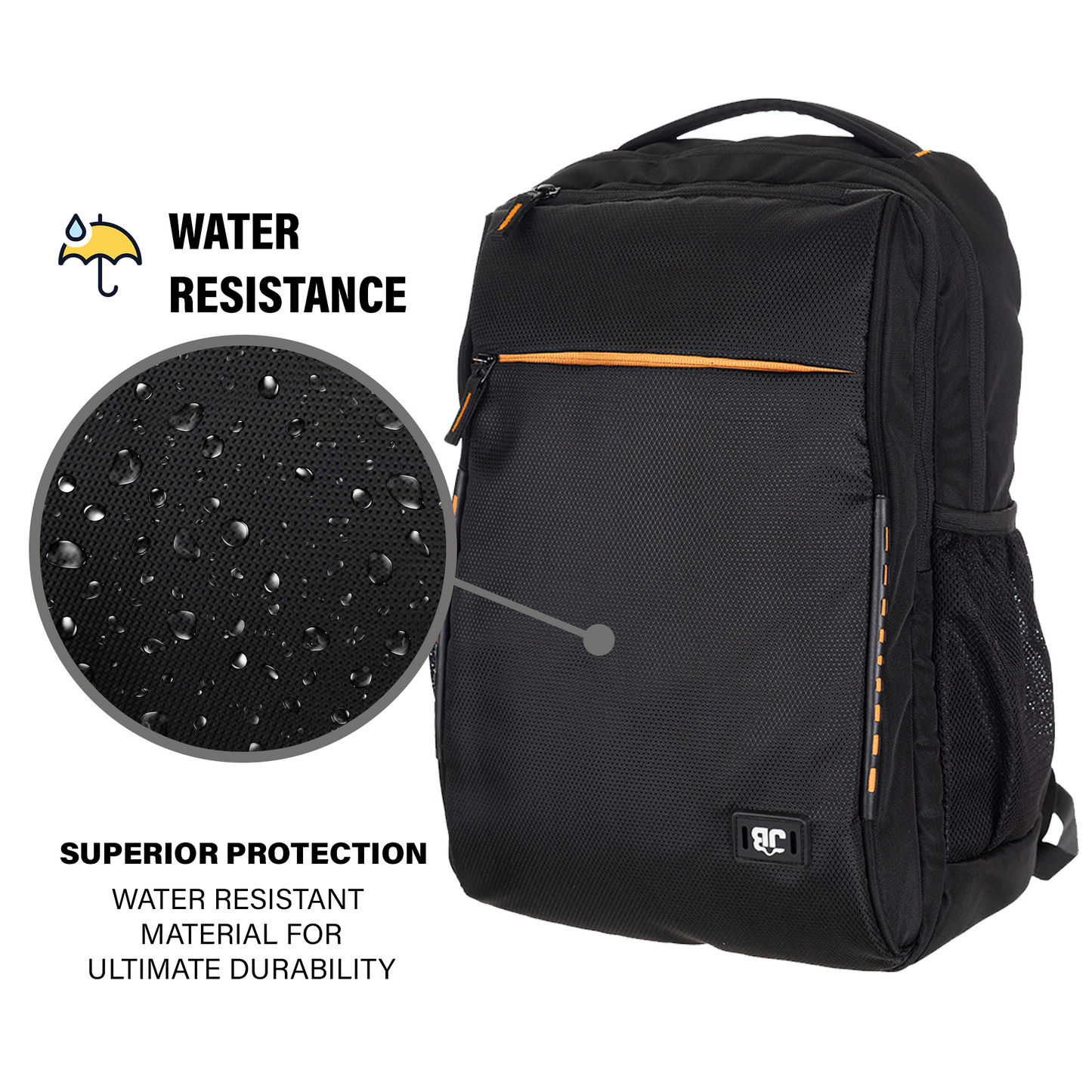 Byte Unisex Black Orange Sleek Laptop Backpack