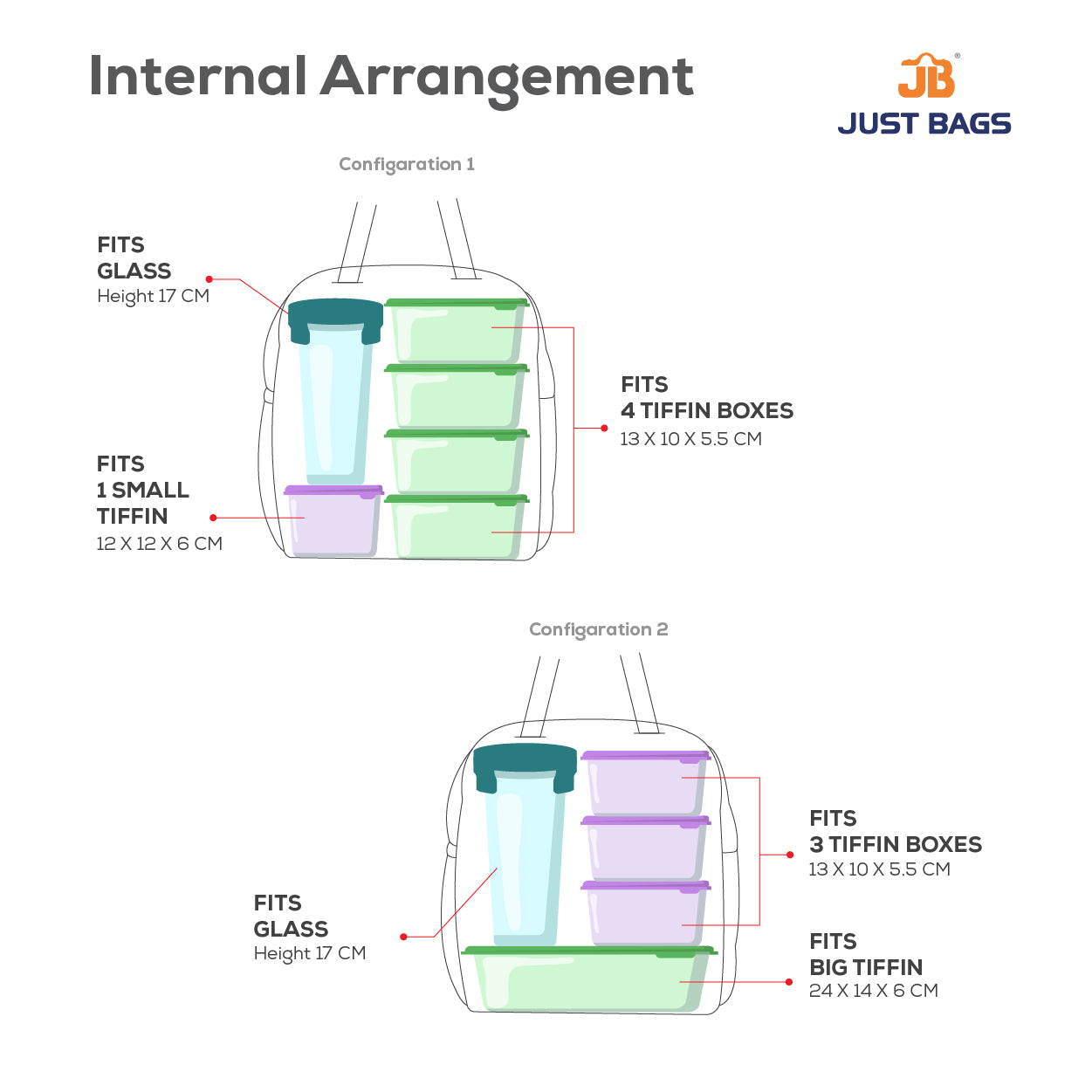 JUSTBAGS TasteTrekker 8Ltrs Insulated Tiffin Bag with Bottle Holder - Black,Orange