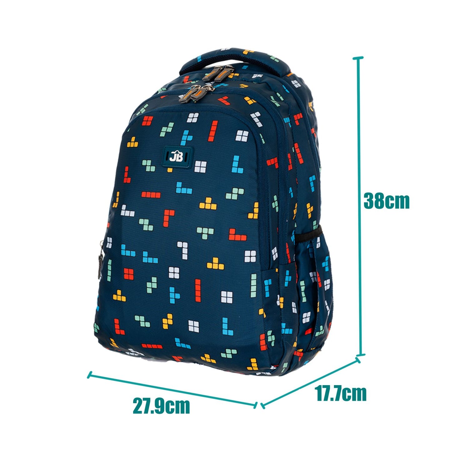 Classic Multicolor School Bag for Kids aged 1.5 to 4 years -15 Inches (Tetris Navy)