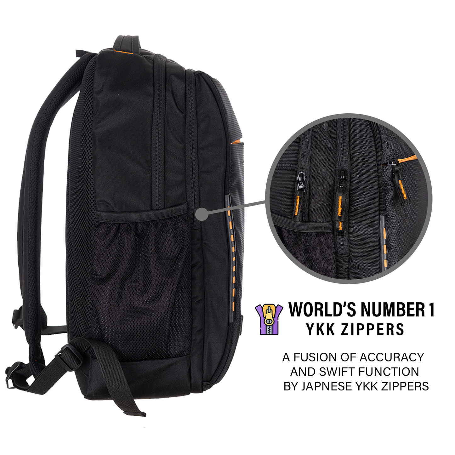 Byte Unisex Black Orange Sleek Laptop Backpack