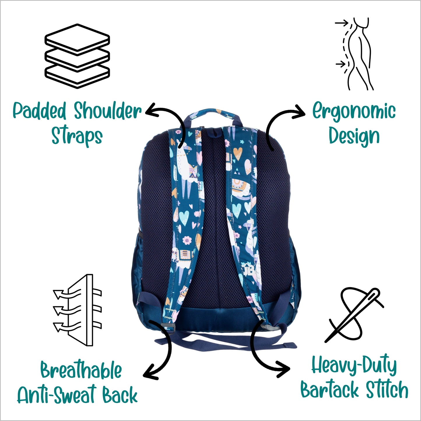 Llama Drama School Backpack - 15 Inch (New Blue)