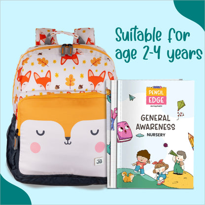 Clever Companion Fox Print Backpack for Kindergarten Kids 2 to 4 years - 15 Inch