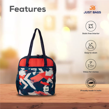 JUSTBAGS Taste Trekker 8Ltrs Insulated Lunch Bag with Bottle Holder - Navy,Orange