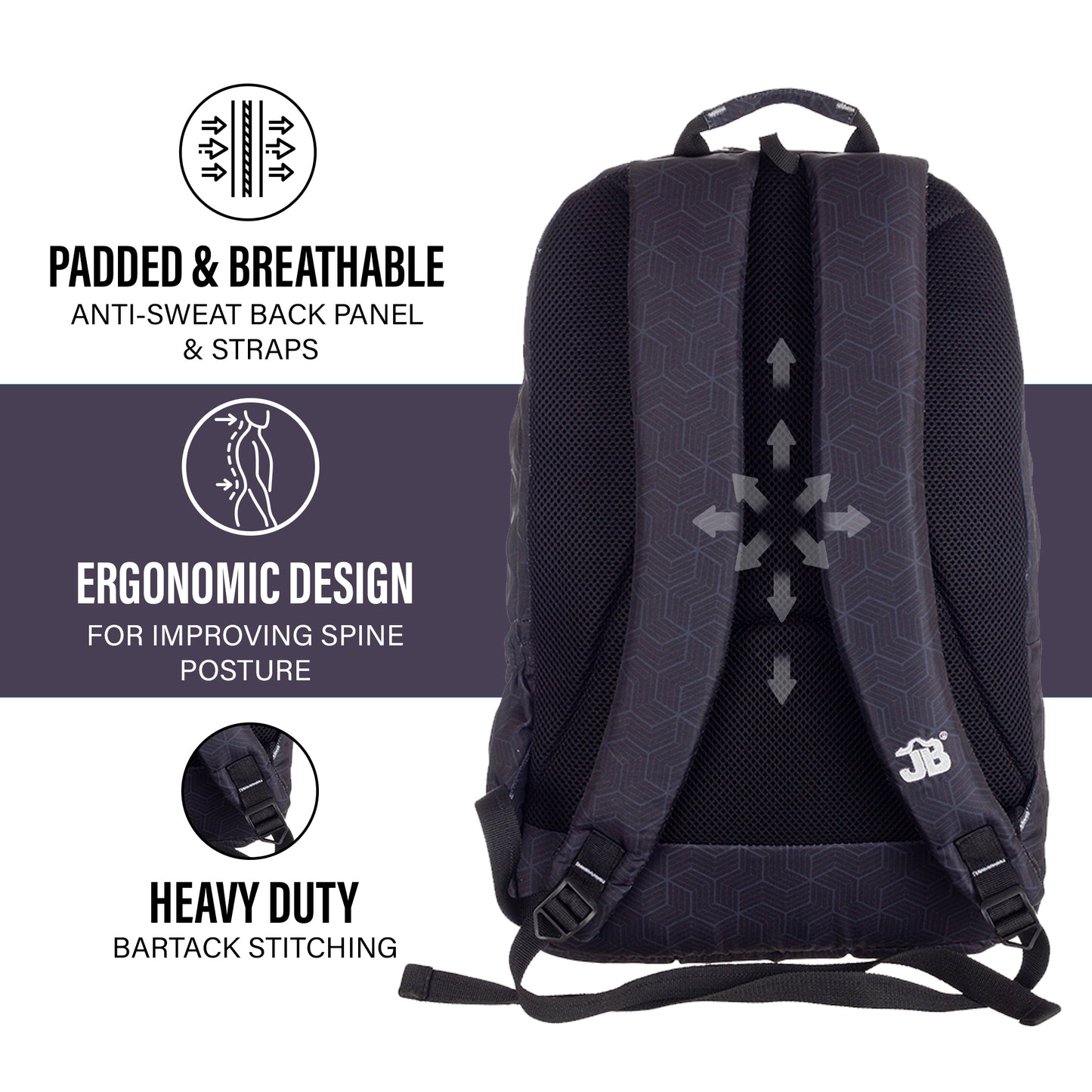 Gizmo Guardian 25L Laptop Backpack for Men and Women - Fits 15 inch Laptop (Purple-Black)