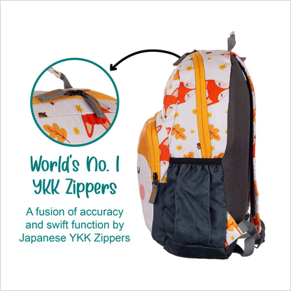 Clever Companion Fox Print Backpack for Kindergarten Kids 2 to 4 years - 15 Inch