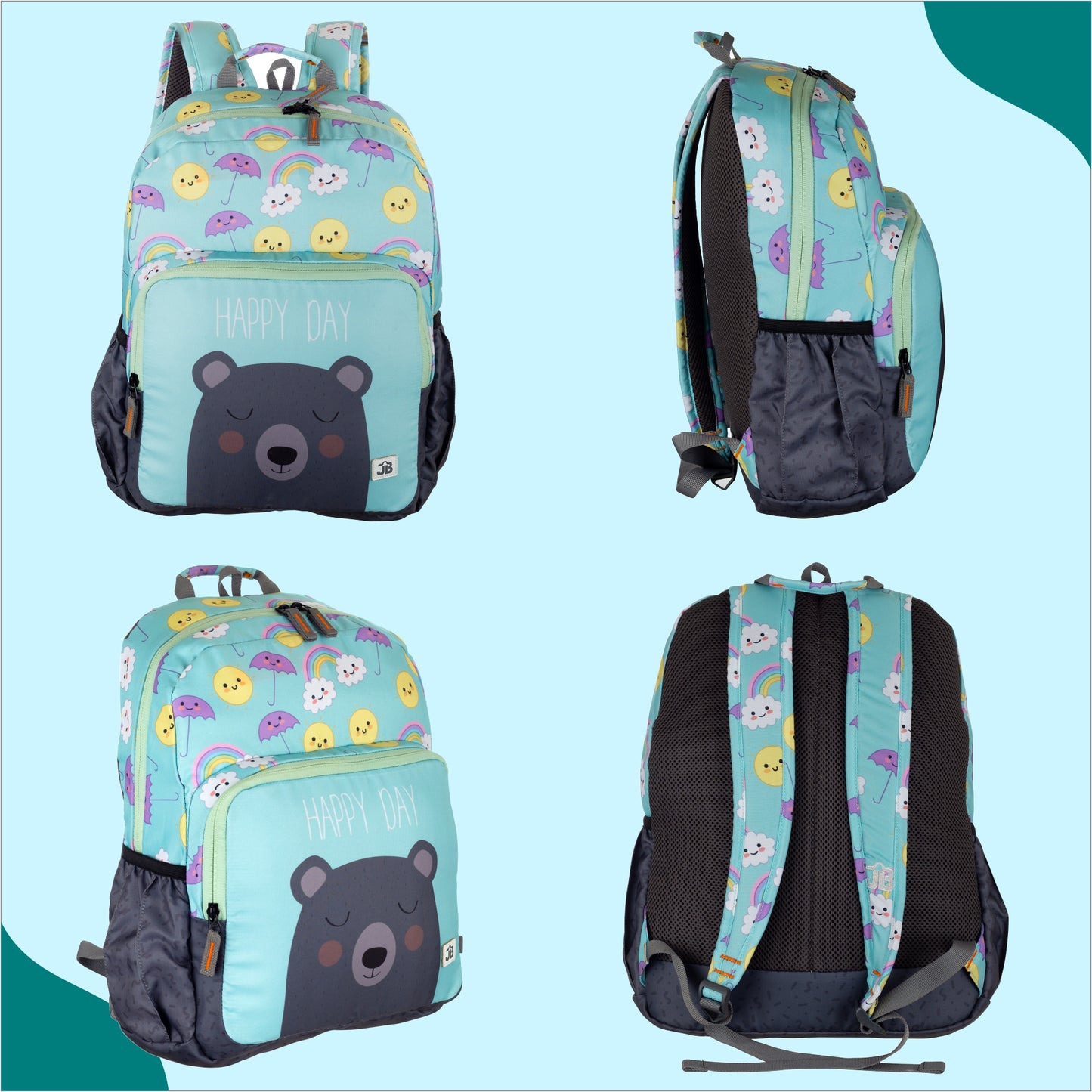 Teddy Trails - Pista Green Backpack for Kindergarten Kids 2 to 4 years (15 Inch)