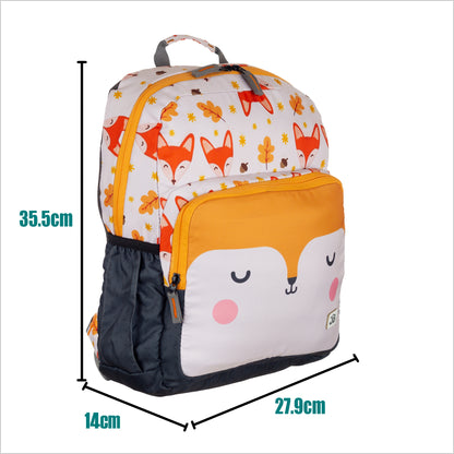 Clever Companion Fox Print Backpack for Kindergarten Kids 2 to 4 years - 15 Inch