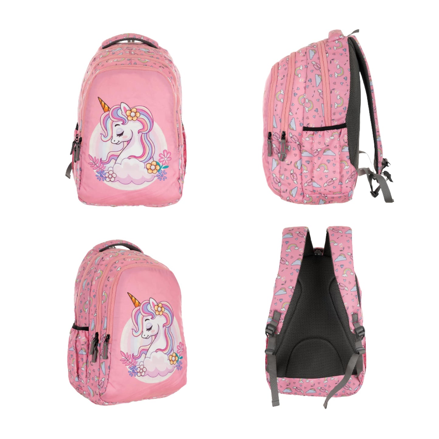 Unicorn Printed School Backpack for Kids 6 to 9 years - 17 Inch (Pink)