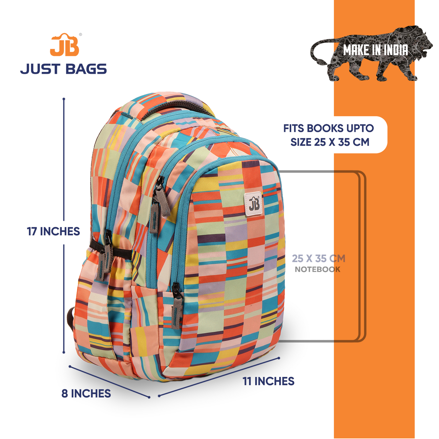 Linear Horizon School Backpack - 17 Inch (Orange)