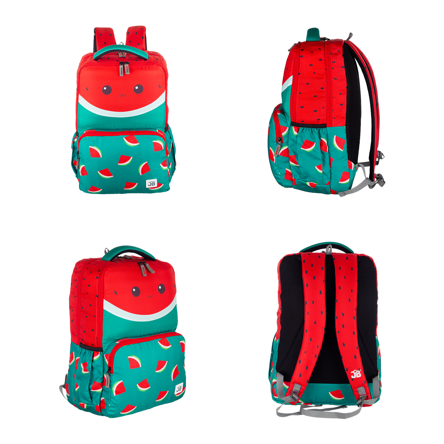 Watermelon Delight Printed School Backpack for kids 9 to 11 Years - 17.5 Inch (Red/Green)