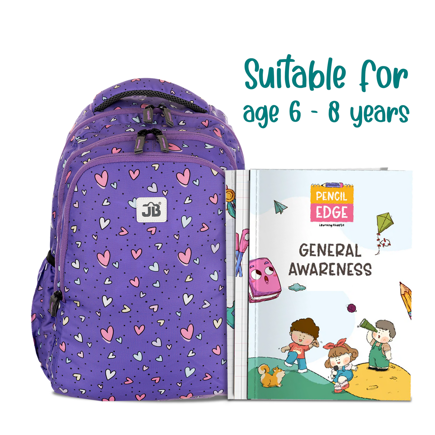 Classic Multicolor School Bag for Kids aged 1.5 to 4 years -15 Inches(Purple)