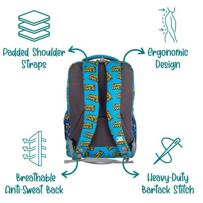 Geometric Groove printed School Backpack for kids 9 to 11 Years - 17.5 Inch (Light Blue)