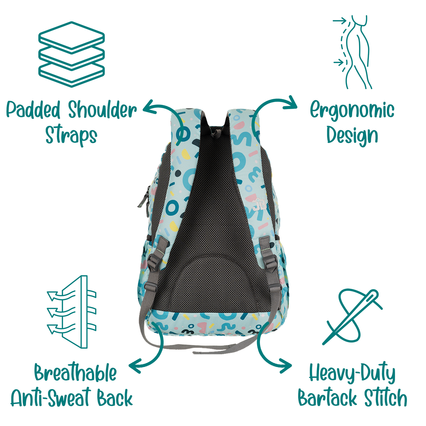 Creative Chaos School Backpack for Kids 6 to 9 years - 17 Inch (Light Blue)