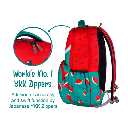 Watermelon Delight Printed School Backpack for kids 9 to 11 Years - 17.5 Inch (Red/Green)