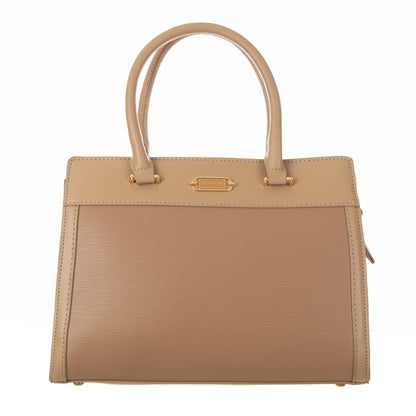 Classic Vegan Leather HandBag with Detachable Strap 9 Inches - Beige