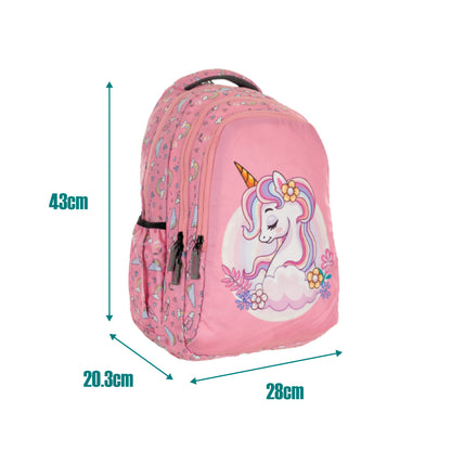 Unicorn Printed School Backpack for Kids 6 to 9 years - 17 Inch (Pink)