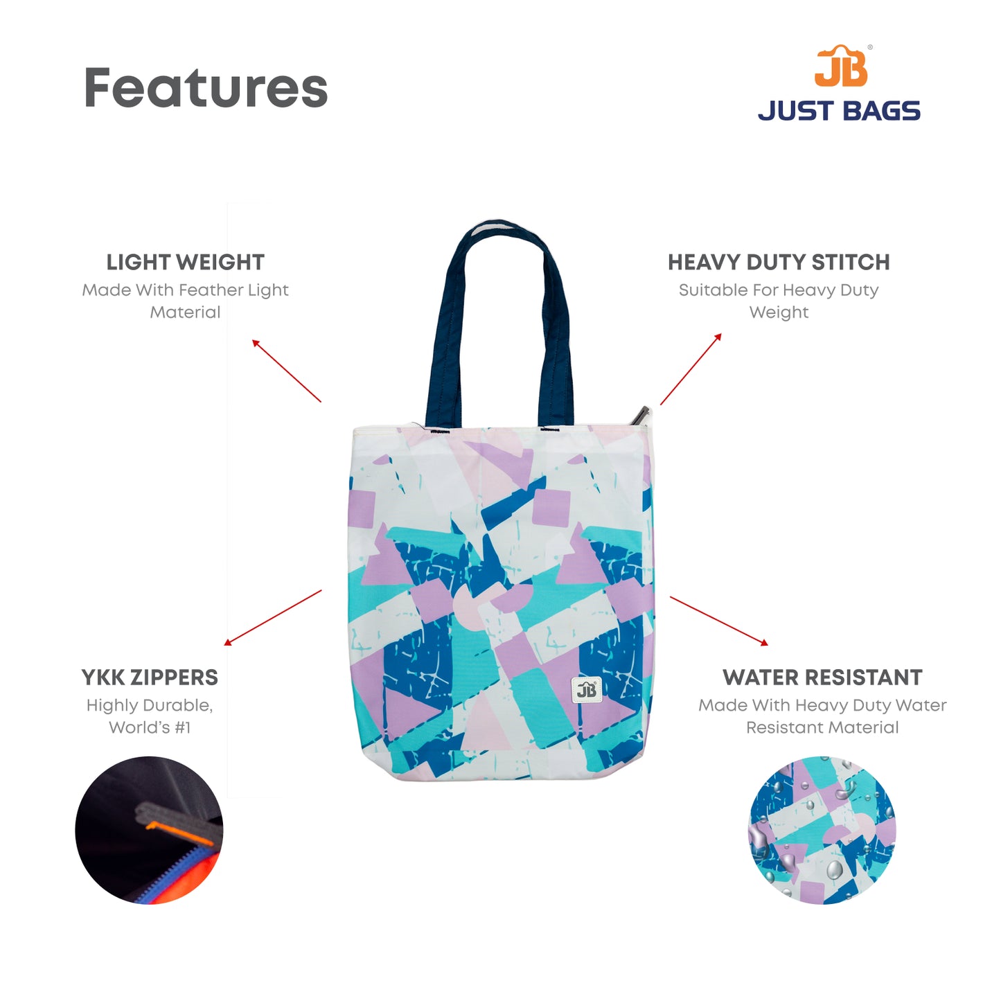 Lavender Abstract Printed Multipurpose Tote Bag  for Women - 10L