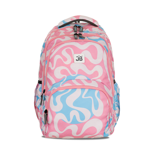 Pink and Blue Symphony Printed School Backpack for Kids 7 to 9 Years - 17 Inch (Pink/Blue)