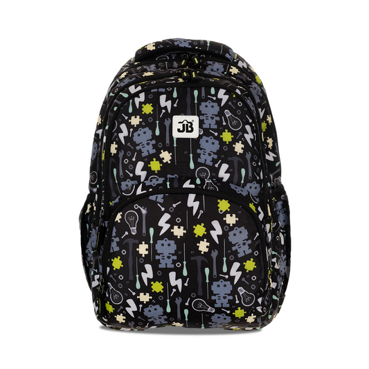 Robo-Toolkit Print School Backpack for Kids 7 to 9 Years - 17 Inch (Black)