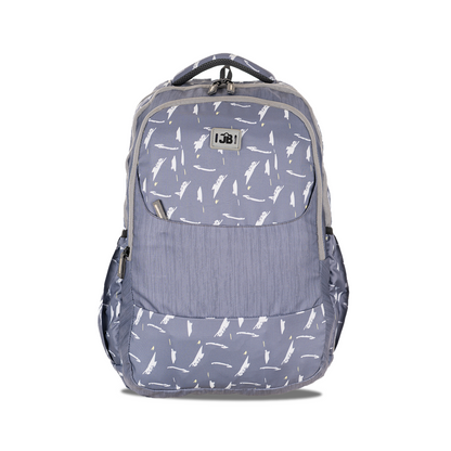 Feathered Gray Printed School/College Backpack for 12 years & above -19 Inch (Light Grey)