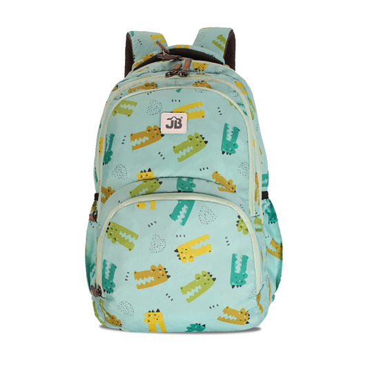 Crocodile Cove Printed School Backpack for Kids for Kids 7 to 9 Years - 17 Inch (Mint)