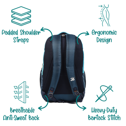 SkyLine Scholar School Backpack for Kids 9 Years & above- 19 Inch (Light Blue)