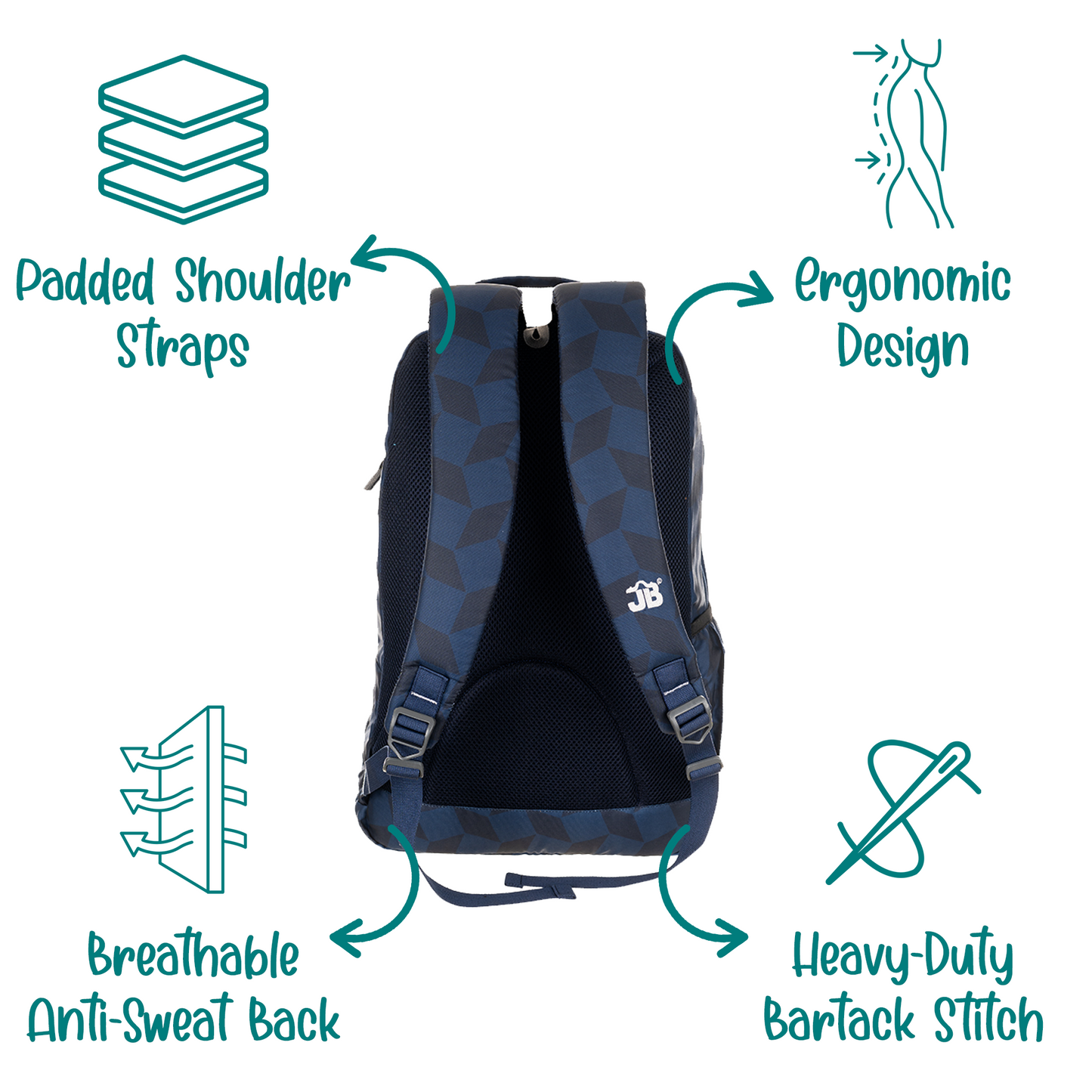 Sapphire Sky Explorer School/College Backpack for Kids aged 9 years and above - 19 Inch (Navy Blue)