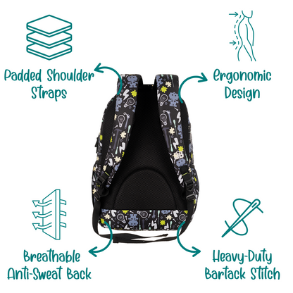 Robo-Toolkit Print School Backpack - 17 Inch (Black)