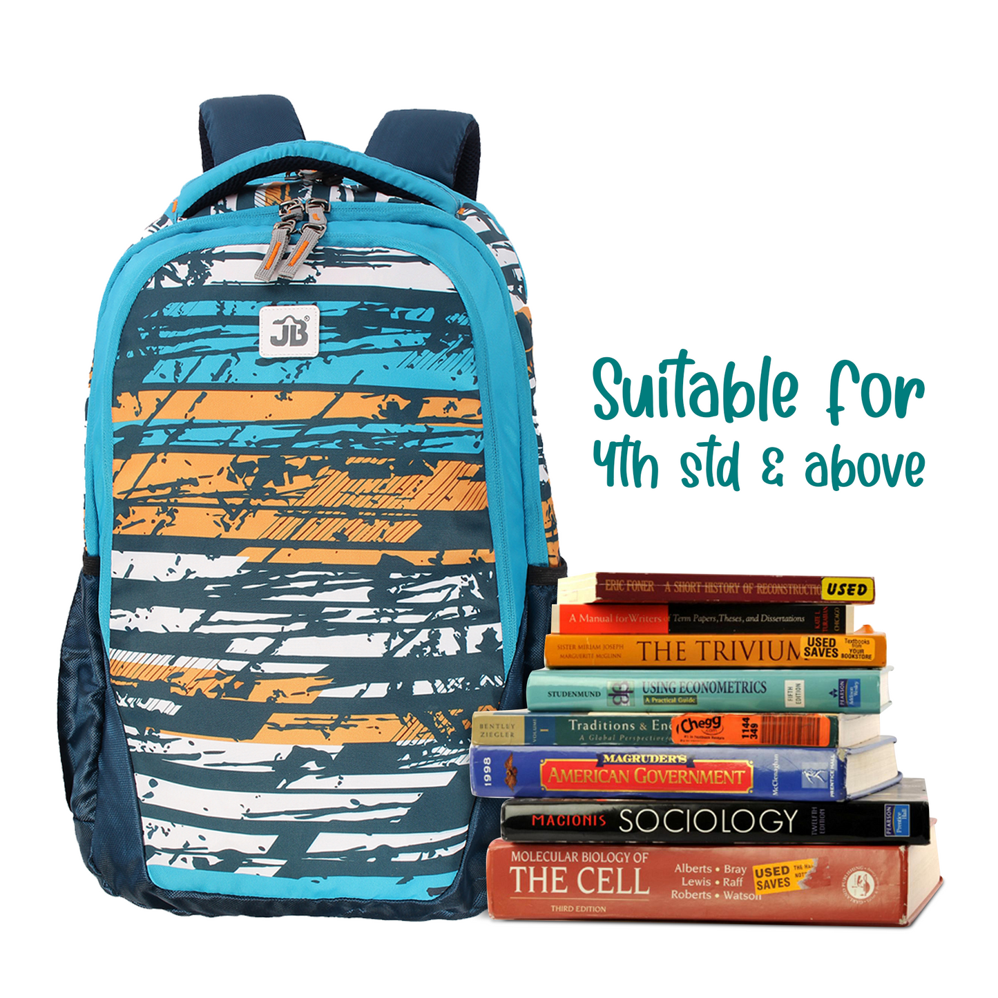 SkyLine Scholar School Backpack for Kids 9 Years & above- 19 Inch (Light Blue)