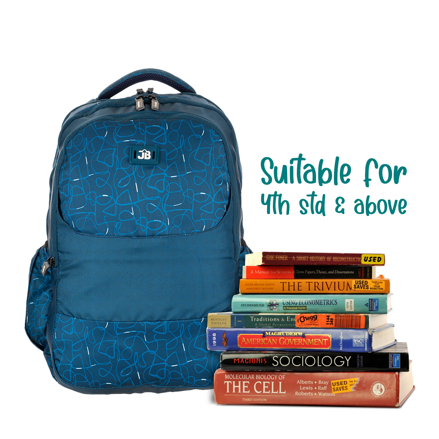 Blue Horizon Printed School/College Backpack for 12 years & above -19 Inch (New Blue)