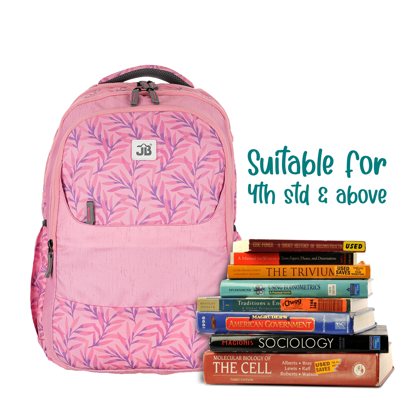 Blush Bloom Printed School/College Backpack for 12 years & above -19 Inch (Pink)