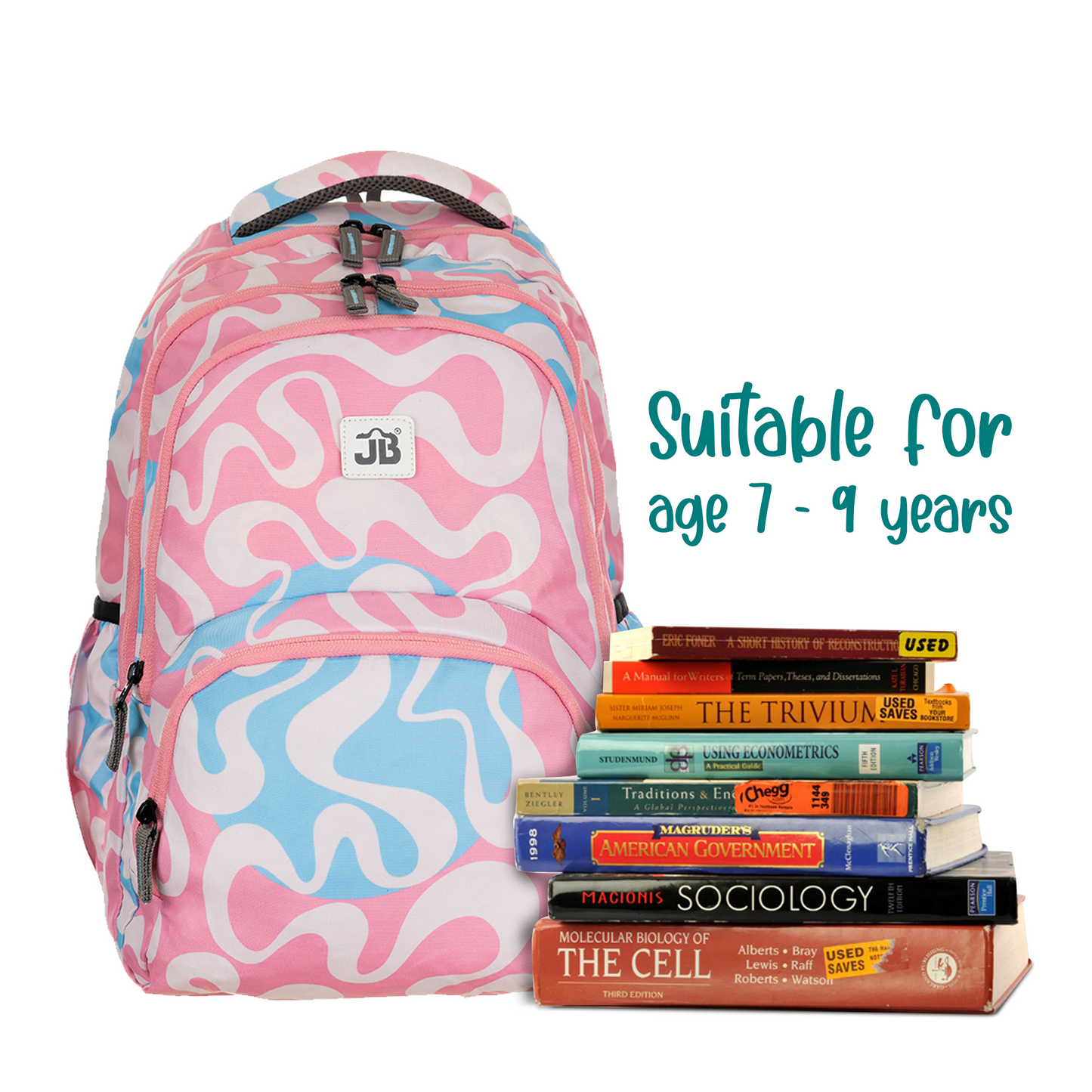 Pink and Blue Symphony Printed School Backpack - 17 Inch (Pink/Blue)