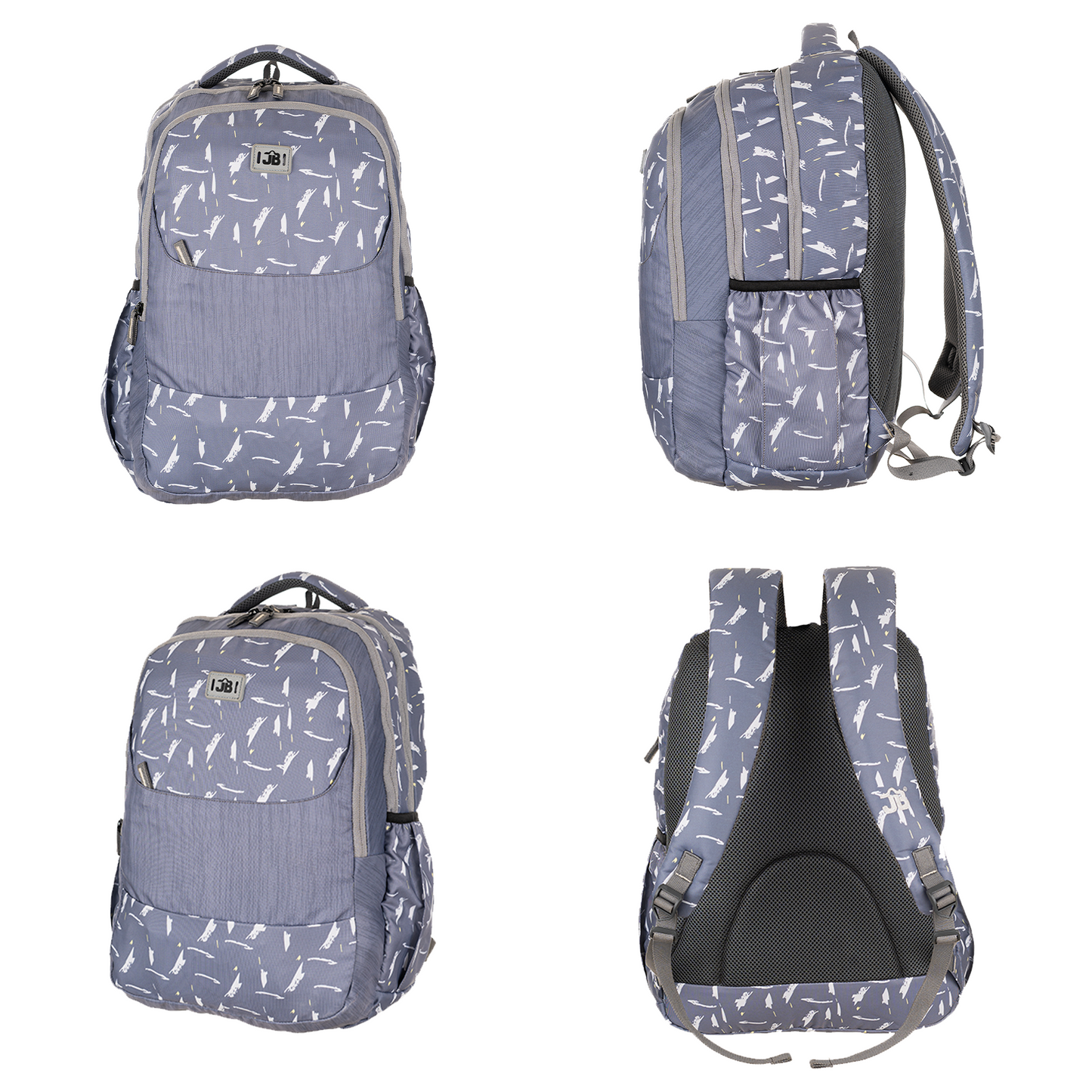 Feathered Gray Printed School/College Backpack for 12 years & above -19 Inch (Light Grey)