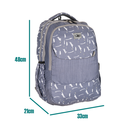 Feathered Gray Printed School/College Backpack for 12 years & above -19 Inch (Light Grey)