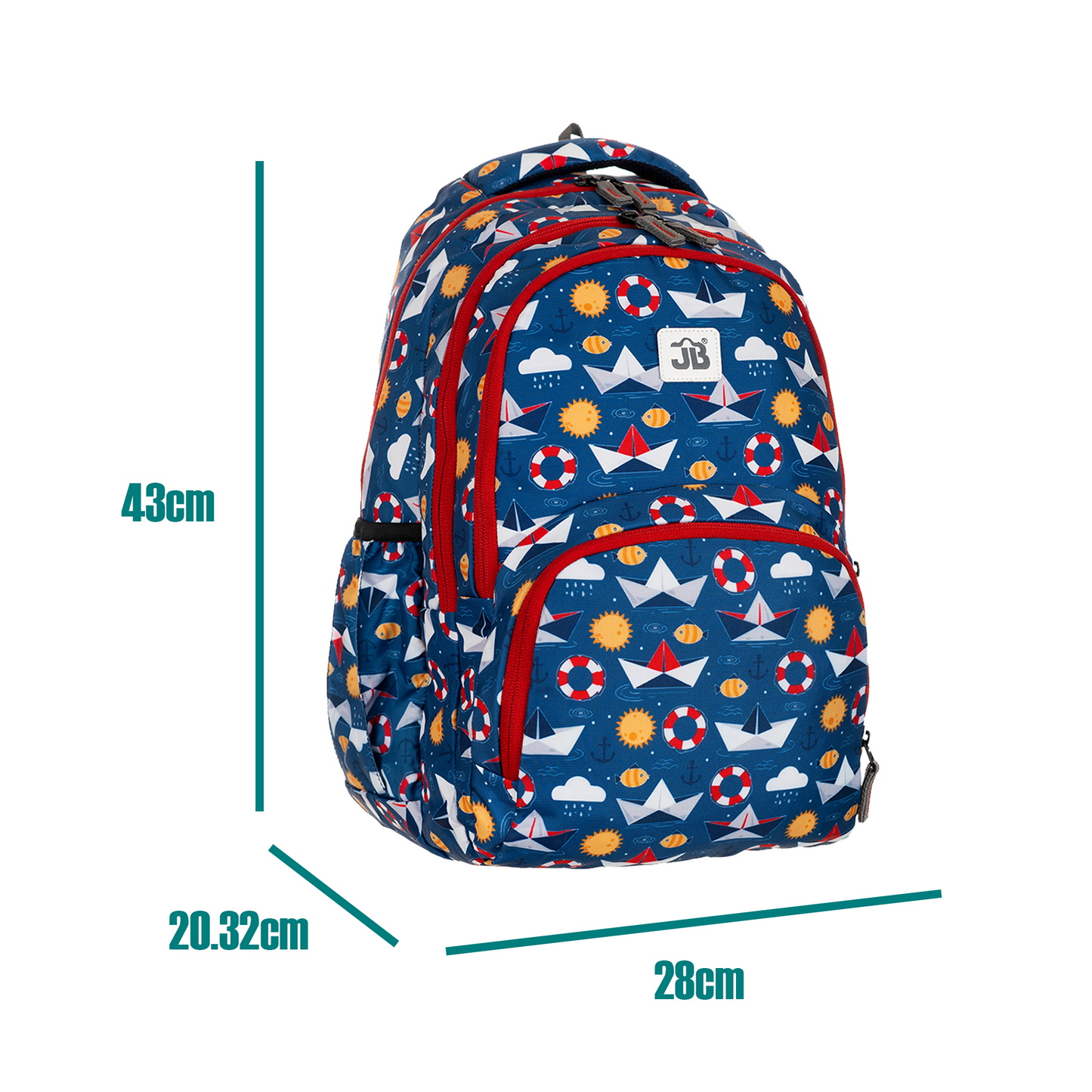 Mariner's Mate Printed School Backpack for Kids 7 to 9 Years - 17 Inch (Navy Blue)