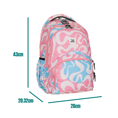Pink and Blue Symphony Printed School Backpack - 17 Inch (Pink/Blue)