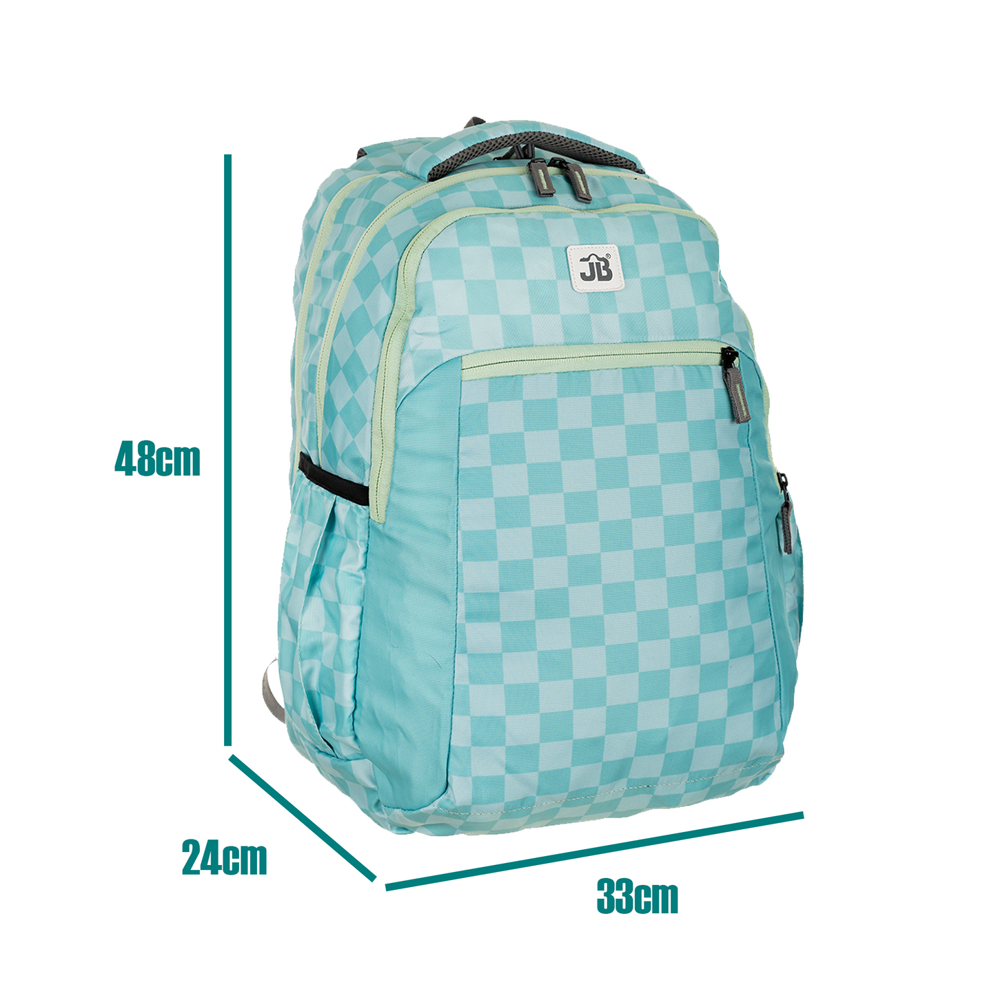 Minty Checkered School/College Backpack - 19 Inch (Mint)