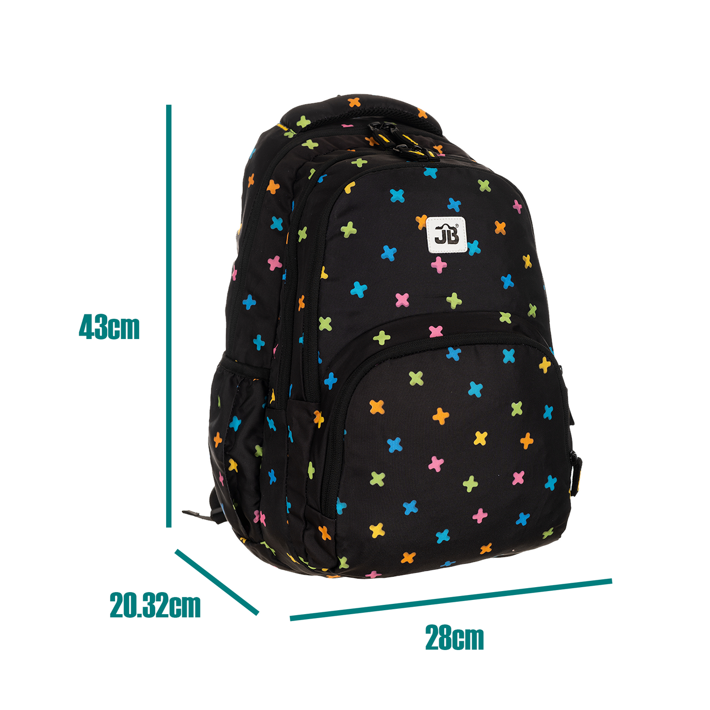 Mathematical Affair Printed School Backpack for Kids 7 to 9 Years - 17 Inch (Black)