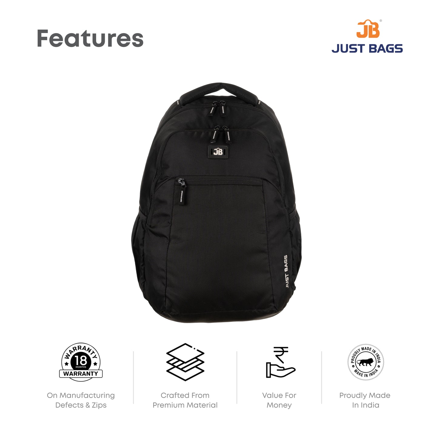 Casual Blaze Unisex Laptop Backpack (Black) 18 Inch