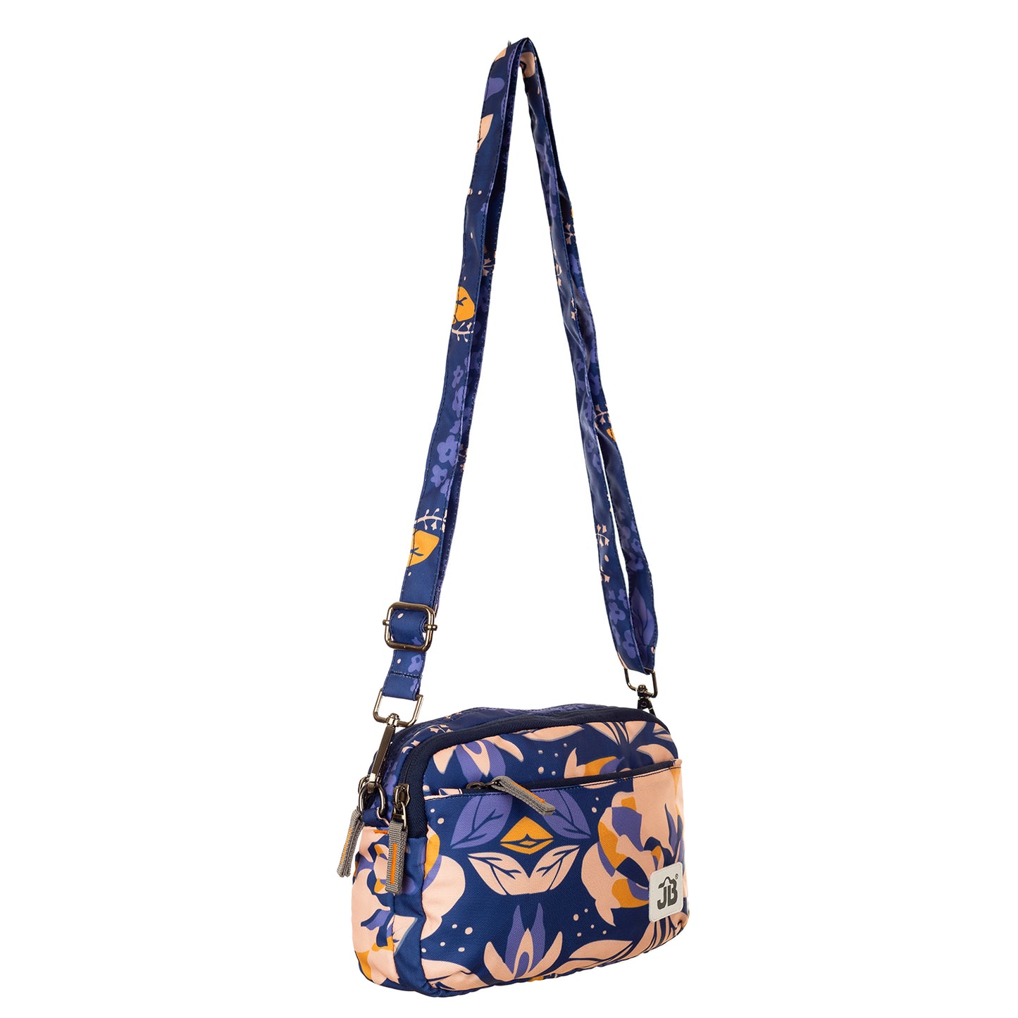 EcoChic Abstract Floral Dual Carry Printed Sling Bag - Blue