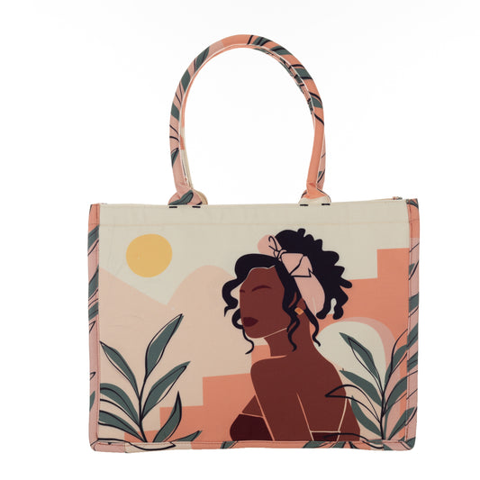 Tropical Printed Classical Touch Minimalistic Tote Bag With Laptop Compartment