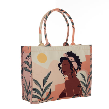 Tropical Printed Classical Touch Minimalistic Tote Bag With Laptop Compartment