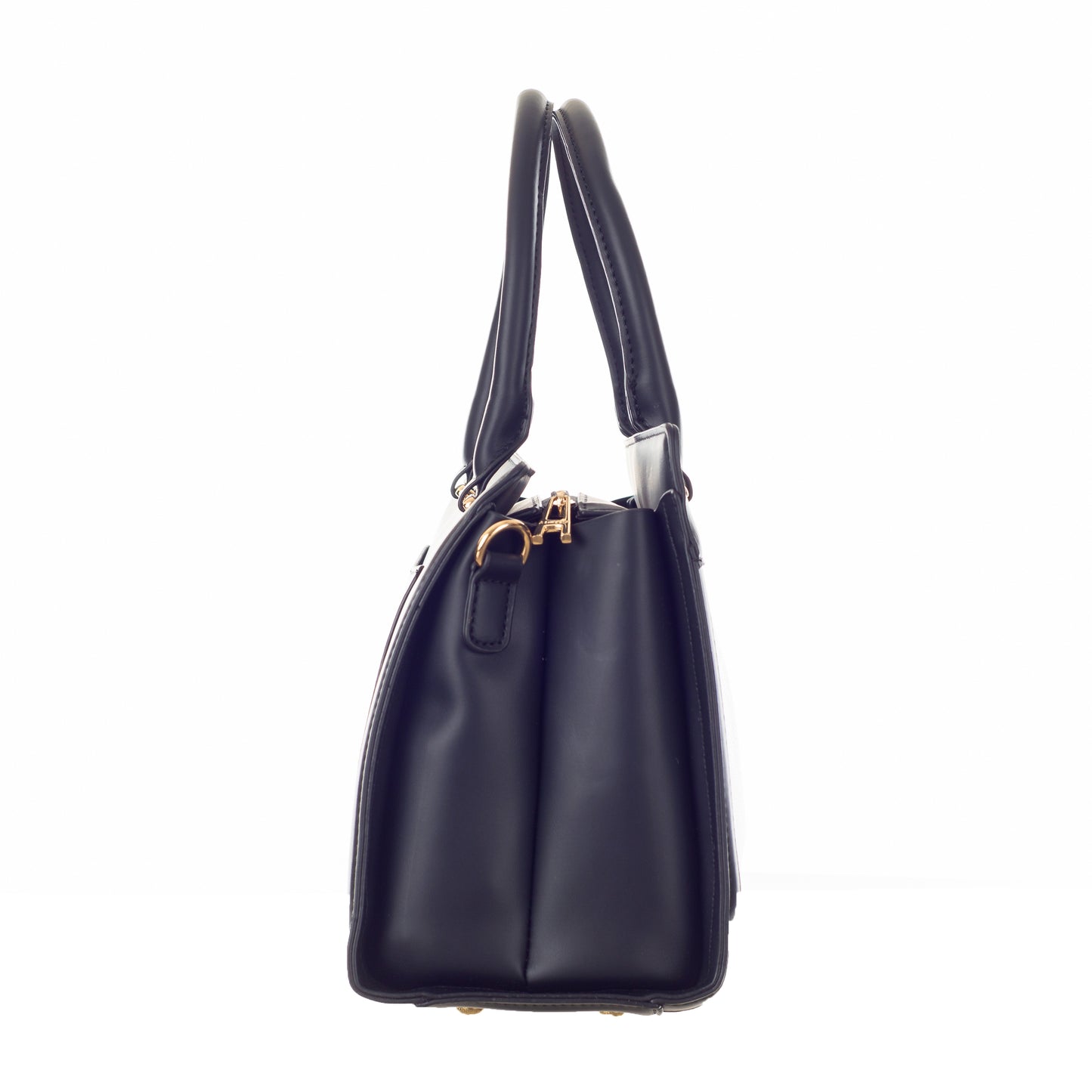 Classic Vegan Leather HandBag with Detachable Strap 9 Inches - Navy