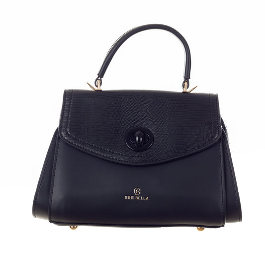 Turn and Twist Closure Timeless sophistication Minimalist Handbag - Navy