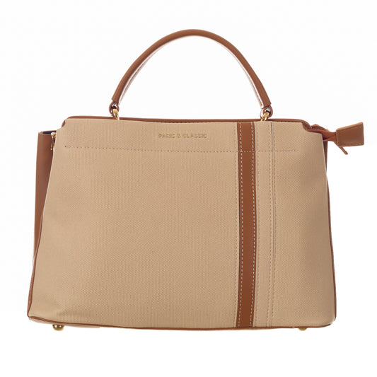 Minimalist Multiway Handbag with Detachable Sling Strap (Beige) - 8 Inch