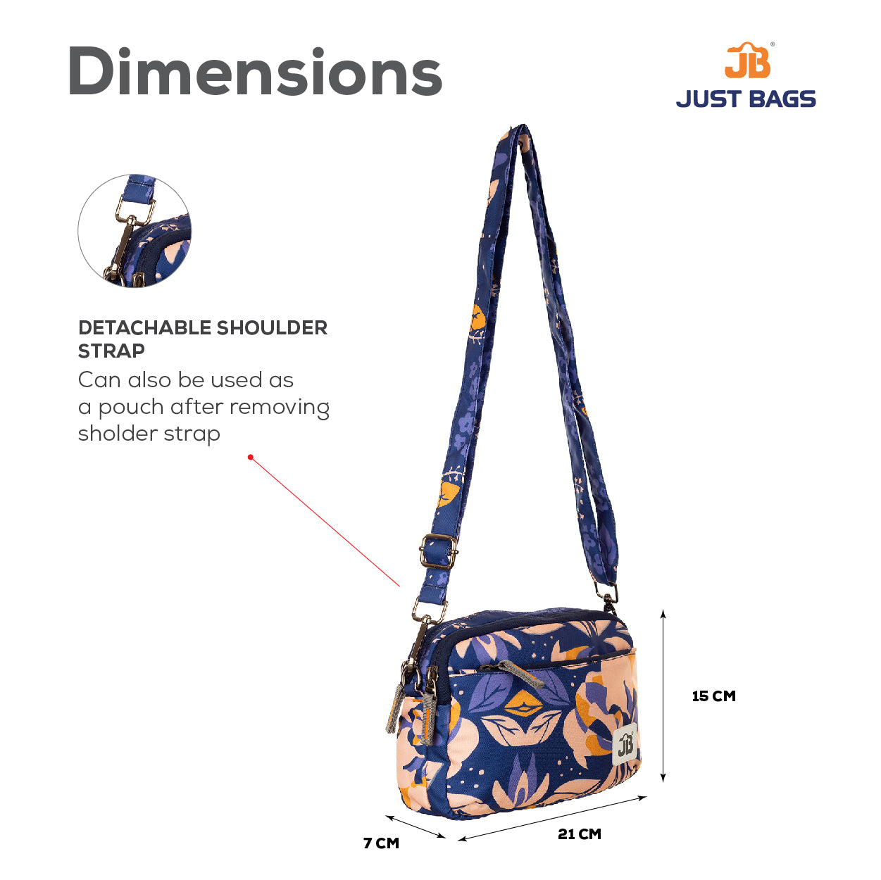 EcoChic Abstract Floral Dual Carry Printed Sling Bag - Blue