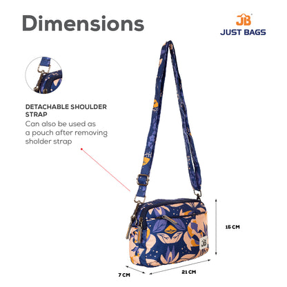 EcoChic Abstract Floral Dual Carry Printed Sling Bag - Blue