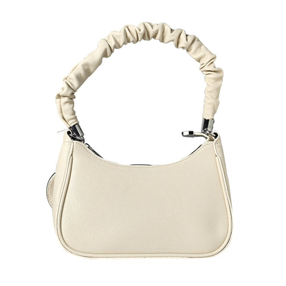 Elegant Stylish Mini Shoulder Handbag for Women with Zipper - Cream