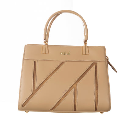 Artificial Leather Versatile Handbag with Detachable Strap - Beige